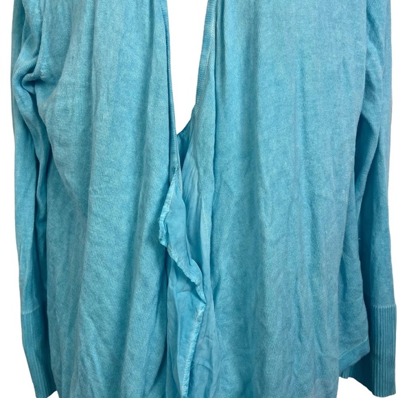 CHICO'S Open Waterfall Lightweight Long Sleeve Cardigan Sweater Sky Blue sz 2 /L - Picture 3 of 16